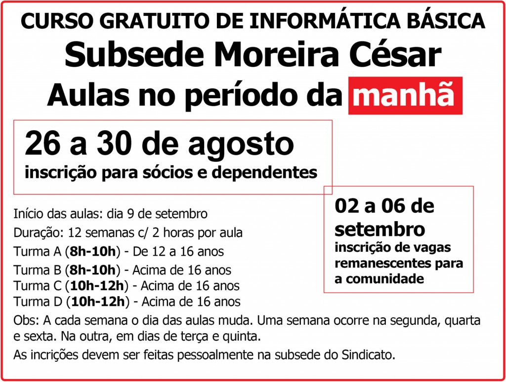 26.08.13 Box Sindicato abre inscrições para cursos em Moreira César