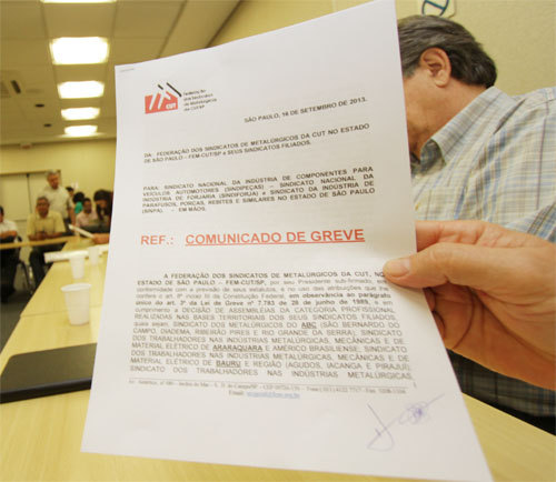 Todos os grupos patronais já receberam comunicado de greve (Crédito Paulo Souza-SMABC)