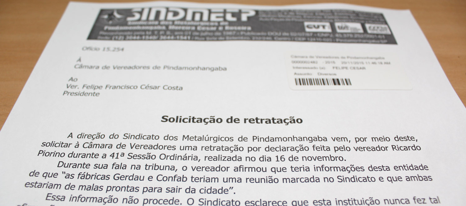 Sindicato pede retratação à Câmara por falsa notícia da saída de fábricas de Pinda